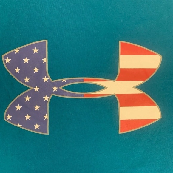 Under Armour Mens American Big Flag Logo USA T-Shirt Sz L - Picture 9 of 11